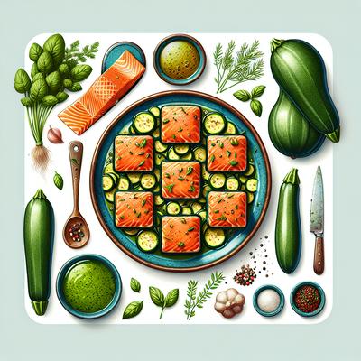 Image of Salmon Brunch Squares with Zucchini Sauce