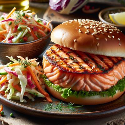 Image of Salmon Burgers and Vegetable Slaw