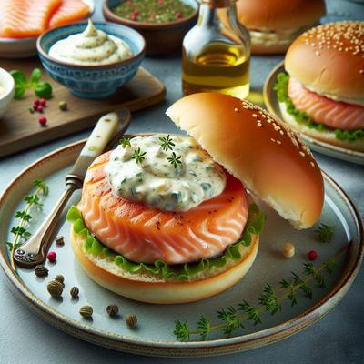Image of Salmon Burgers with Herbed Sherry Mayonnaise
