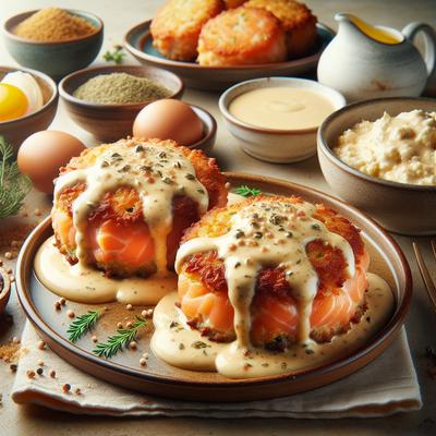 Image of Salmon Cakes with Creamy Sauce