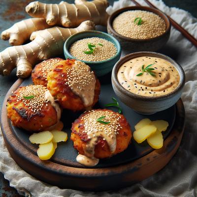 Image of Salmon Cakes with Ginger Sesame Sauce