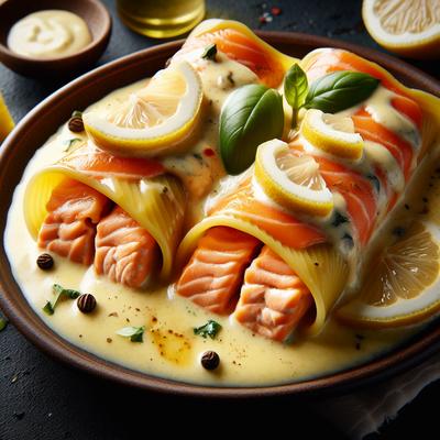 Image of Salmon Cannelloni with Lemon Cream Sauce
