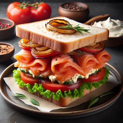 Image of Salmon Club Sandwich with Roasted Shallot Smear
