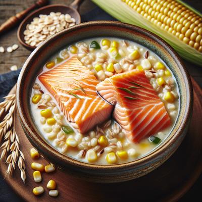 Image of Salmon Corn and Barley Chowder