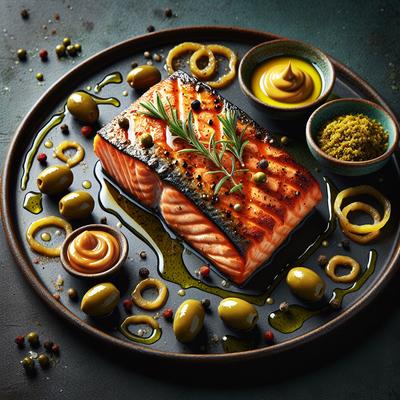 Image of Salmon Cutlet with Olive and Mustard