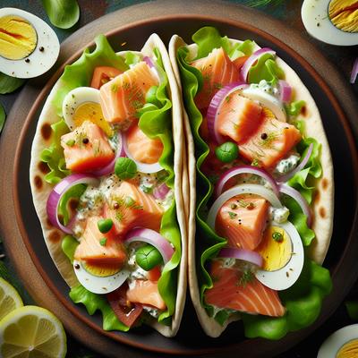 Image of Salmon Egg Salad Stuffed Pitas