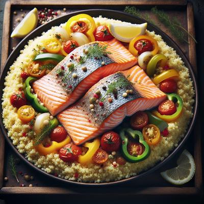 Image of Salmon Fillets Over Couscous