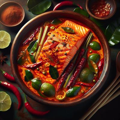 Image of Salmon in Thai Red Curry Sauce
