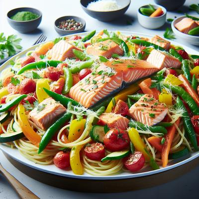 Image of Salmon Pasta Primavera Salad
