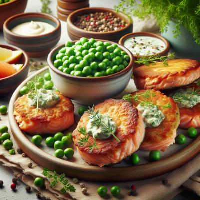 Image of Salmon Patties with Creamed Peas