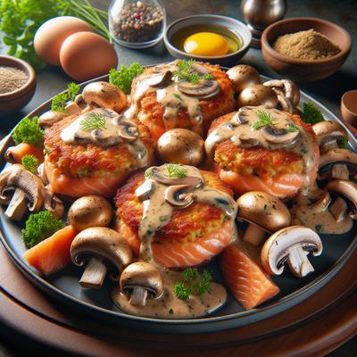 Image of Salmon Patties with Mushroom Sauce