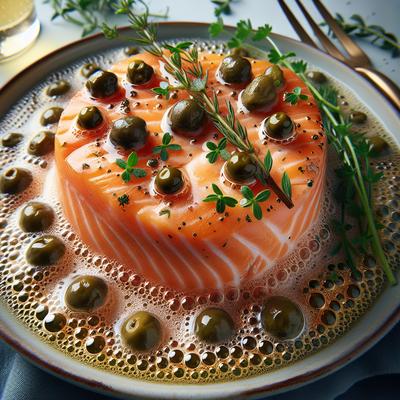 Image of Salmon Poached in Champagne with Capers Tarragon