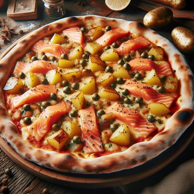 Image of Salmon Potato and Caper Pizzas