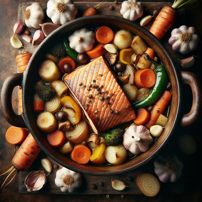 Image of Salmon Roasted Garlic and Vegetable Stew