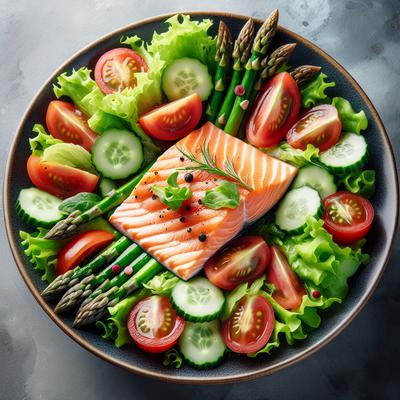 Image of Salmon Salad with Bright Spring Vegetables