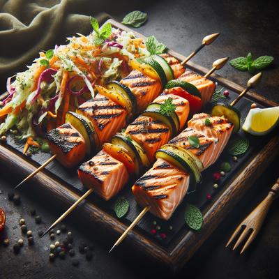 Image of Salmon Skewers with Slaw