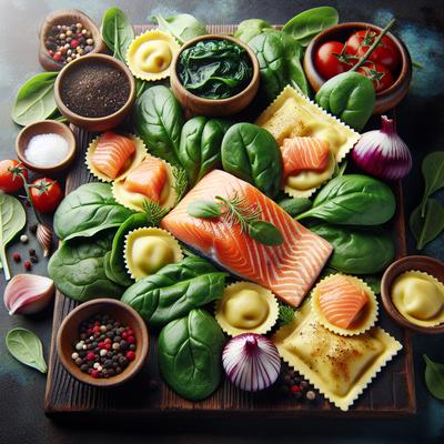 Image of Salmon Spinach and Ravioli