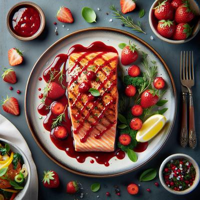 Image of Salmon Steak with Strawberry Sauce