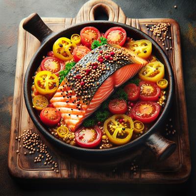 Image of Salmon Steamed with Mustard Seeds and Tomato