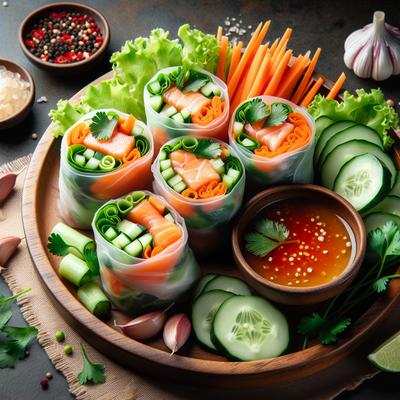 Image of Salmon Summer Rolls with Dipping Sauce