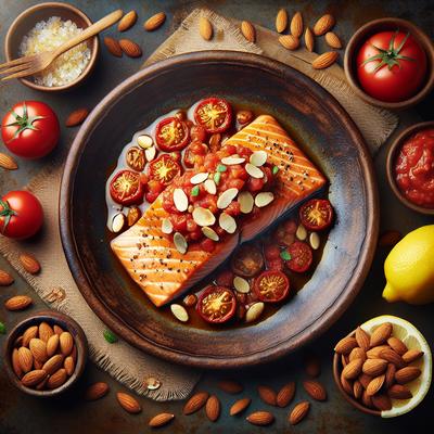 Image of Salmon with Almonds and Tomato Lemon Sauce