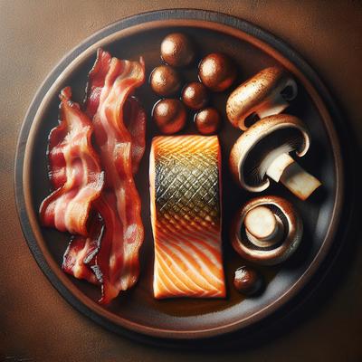 Image of Salmon with Bacon and Mushrooms