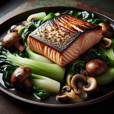 Image of Salmon with Bok Choy and Mushrooms