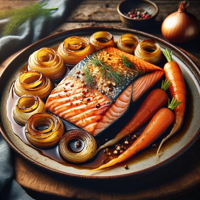 Image of Salmon with Caramelized Onions and Carrots