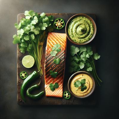 Image of Salmon with Cilantro and Roasted Serrano Aioli