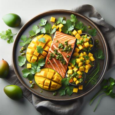 Image of Salmon with Coriander Cilantro Mango Salsa