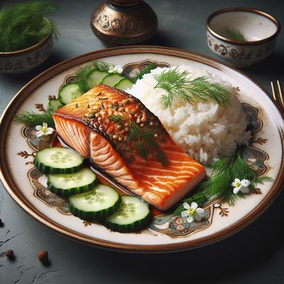 Image of Salmon with Cucumber Dill and Rice