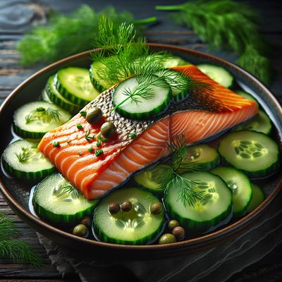 Image of Salmon with Cucumbers and Dill