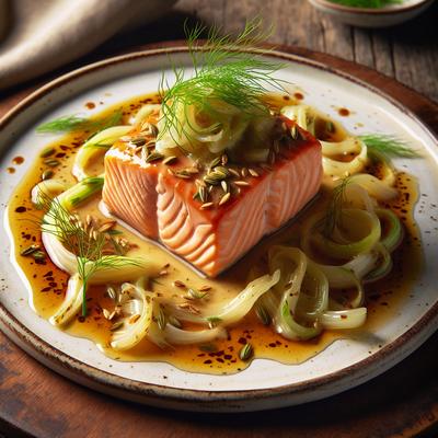 Image of Salmon with Fennel and Cognac Sauce