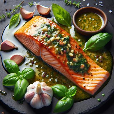 Image of Salmon with Garlic Basil Sauce