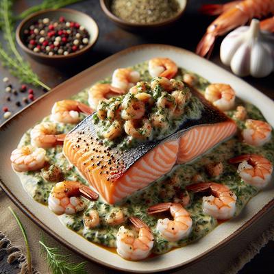 Image of Salmon with Herb Shrimp Sauce