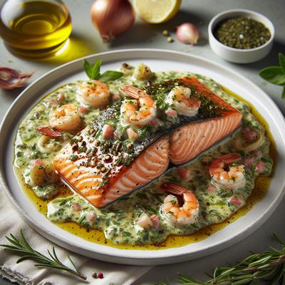 Image of Salmon with Herb Shrimp Sauce Ww