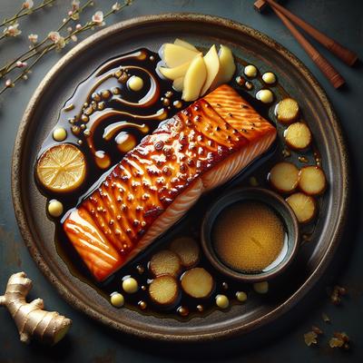 Image of Salmon with Honey Soy Glaze and Ginger Butter Sauce