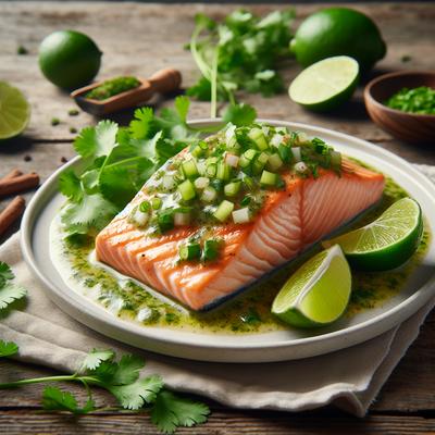 Image of Salmon with Lime and Cilantro Sauce