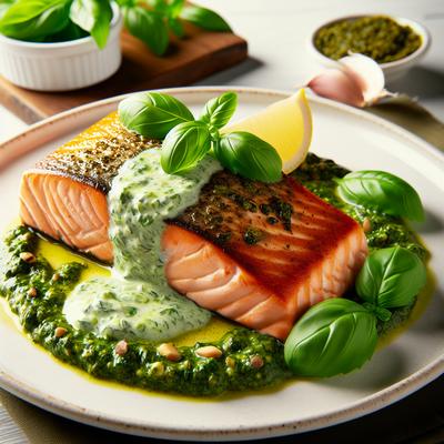 Image of Salmon with Pesto Cream Sauce