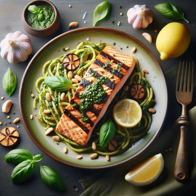 Image of Salmon with Pesto Pasta