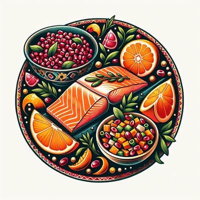 Image of Salmon with Pomegranate and Orange Salsa