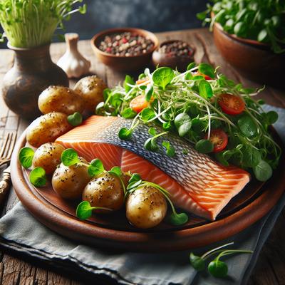 Image of Salmon with Potato and Watercress Salad