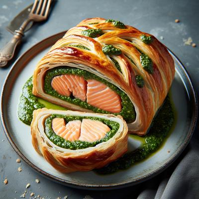 Image of Salmon with Puff Pastry and Pesto