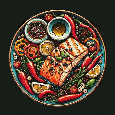 Image of Salmon with Red Pepper Saute