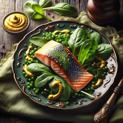 Image of Salmon with Spinach and Mustard