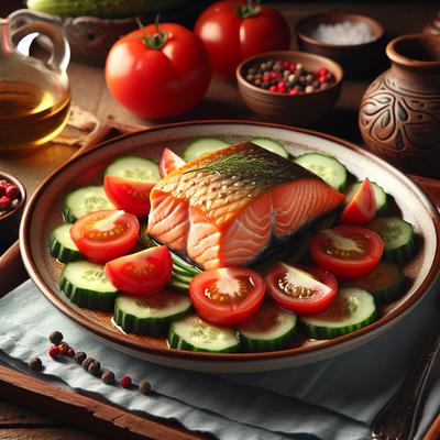 Image of Salmon with Tomatoes and Cucumbers