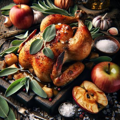 Image of Salt Sweet Sage Roast Chicken with Roast Apple Side