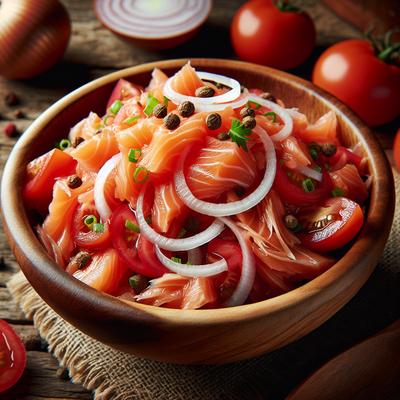Image of Salted Salmon and Tomato Salad with Onions Aka Lomi Lomi Salmon