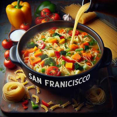 Image of San Francisco Vegetable Soup Over Angel Hair Pasta
