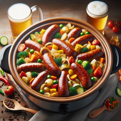 Image of Sarasota's So Called Crockpot Beer Bratwurst Veggies